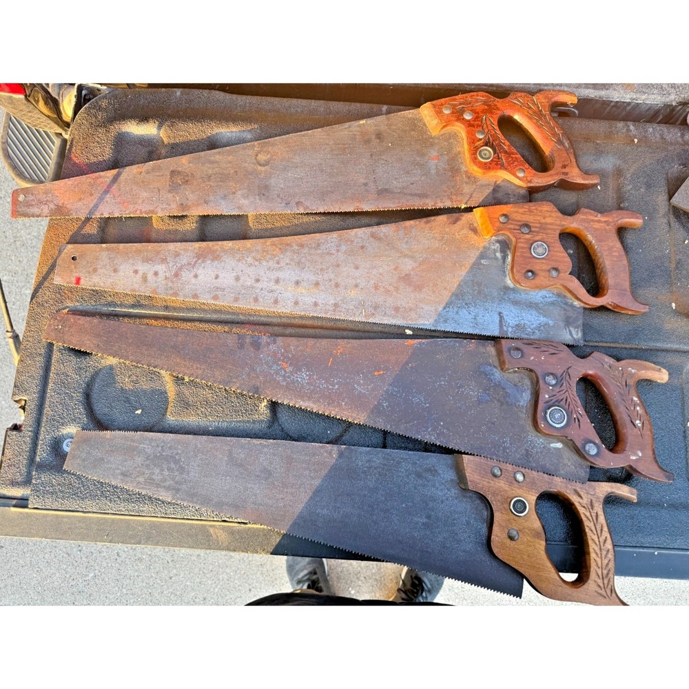 Lot of 4 Vintage Handsaws‎ – Richardson, Harpran, Keystone, Warranted Superior